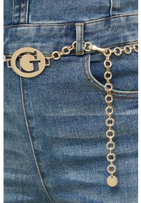 Guess kombinezon jeansowy kolor niebieski z dekoltem w szpic. Kolor: niebieski. Materiał: jeans. Długość rękawa: na ramiączkach #2
