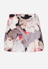 Renee - Czarno-Bezowe Spódnico-Szorty High Waist w Kwiaty Delliena. Okazja: na co dzień. Stan: podwyższony. Kolor: czarny. Wzór: kwiaty. Styl: elegancki, casual #5