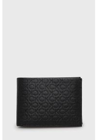 Calvin Klein portfel skórzany męski kolor czarny. Kolor: czarny. Materiał: skóra. Wzór: gładki