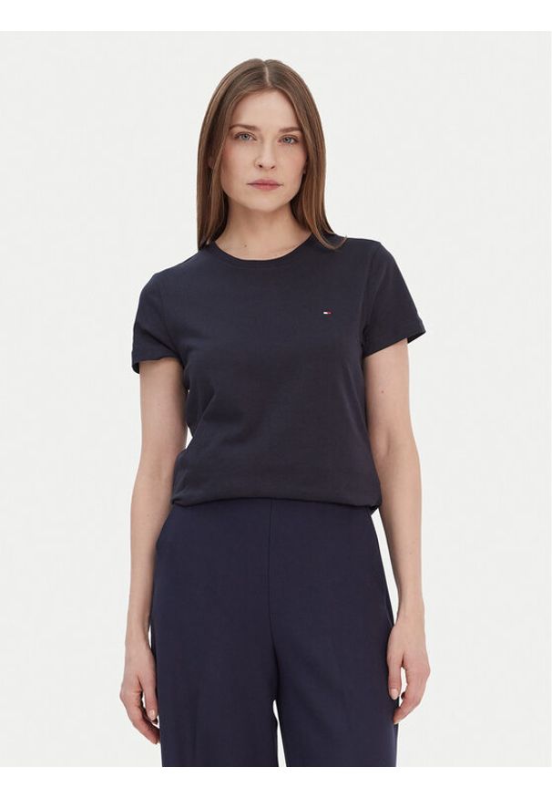 TOMMY HILFIGER - Tommy Hilfiger T-Shirt WW0WW22043 Granatowy Regular Fit. Kolor: niebieski. Materiał: bawełna