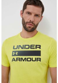 Under Armour t-shirt męski kolor żółty z nadrukiem. Kolor: żółty. Materiał: dzianina. Wzór: nadruk