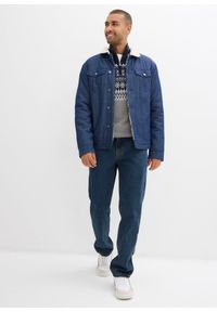bonprix - Sweter w norweski wzór ze stójką z zamkiem. Typ kołnierza: kołnierzyk stójkowy. Kolor: szary #3