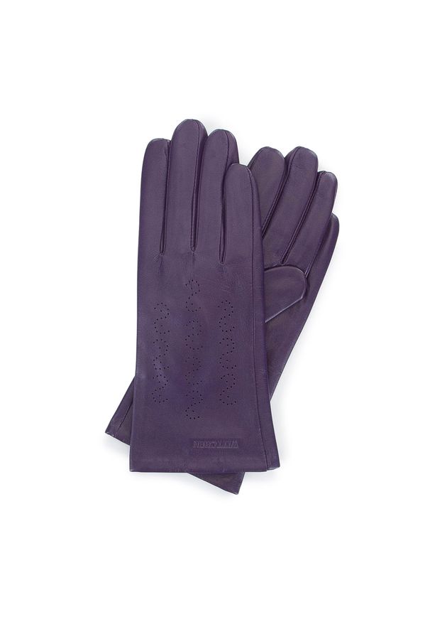 Wittchen - Damskie rękawiczki z perforowanej skóry fioletowe. Kolor: fioletowy. Materiał: skóra. Wzór: jednolity, aplikacja. Styl: casual, elegancki, sportowy