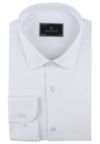 Delikatnie Taliowana Elegancka Koszula Męska - Victorio - Biała. Kolor: biały. Materiał: bawełna, elastan, poliester. Styl: elegancki #6