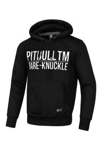 PITBULL - Bluza męska Pitbull z kapturem Bare Knuckle. Typ kołnierza: kaptur. Kolor: czarny. Materiał: skóra