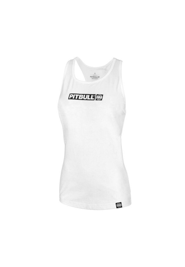 PITBULL - Tank Top sportowy bawełniany dla dorosłych Slim Fit Hilltop. Kolor: biały. Materiał: bawełna