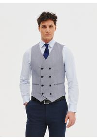 Pako Lorente - PAKO LORENTE - Dwurzędowa kamizelka męska w pepitkę. Materiał: poliester, wiskoza, elastan. Styl: elegancki, młodzieżowy #2