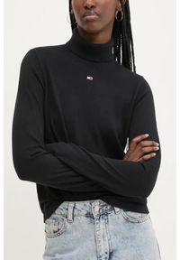 Tommy Jeans - TOMMY JEANS Czarny damski golf, Rozmiar M. Typ kołnierza: golf. Kolor: czarny. Materiał: materiał. Styl: elegancki #1