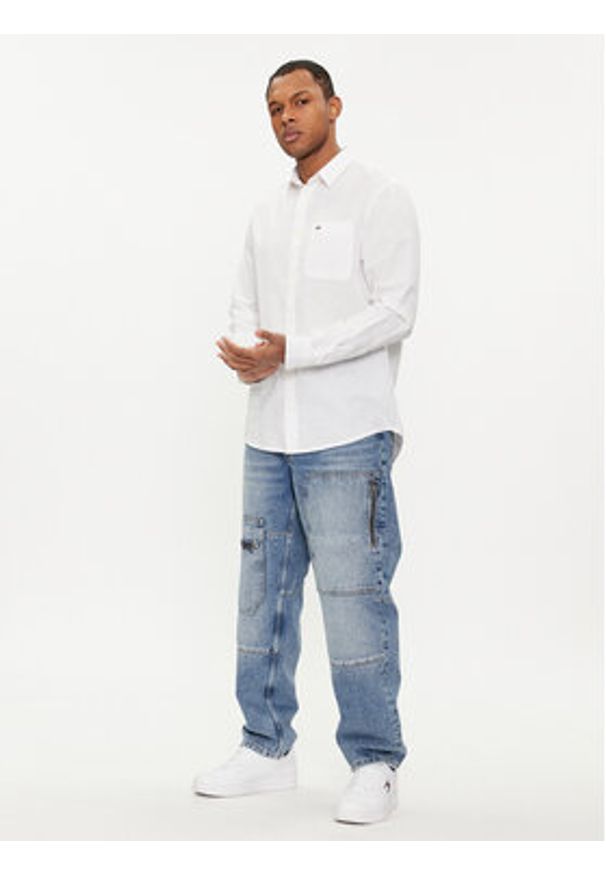 Tommy Jeans Koszula DM0DM18962 Biały Regular Fit. Kolor: biały. Materiał: len, bawełna