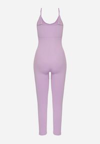 Born2be - Fioletowy Elastyczny Kombinezon Dopasowany Bodycon na Cienkich Regulowanych Ramiączkach Xantella. Kolor: fioletowy. Długość rękawa: na ramiączkach. Styl: sportowy #6
