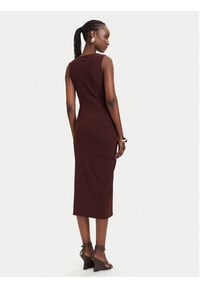 Patrizia Pepe Sukienka codzienna 2A3081/JZ26-B887 Brązowy Slim Fit. Okazja: na co dzień. Kolor: brązowy. Materiał: syntetyk. Typ sukienki: proste. Styl: casual #3