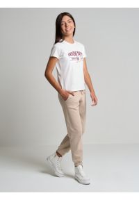 Big-Star - Koszulka dziewczęca z bawełny organicznej z nadrukiem kremowa Lulu 100. Okazja: na uczelnię. Kolor: biały. Materiał: bawełna. Wzór: nadruk. Styl: młodzieżowy, wizytowy, klasyczny #4