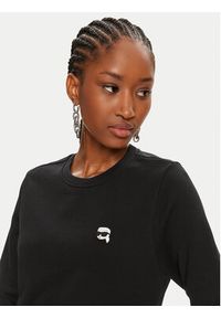 Karl Lagerfeld - KARL LAGERFELD Bluza Ikonik 2.0 245W1810 Czarny Regular Fit. Typ kołnierza: dekolt w karo. Kolor: czarny. Materiał: bawełna #4