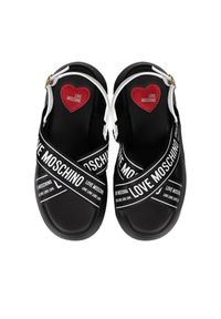 Love Moschino Sandały | JA16257I0IIX6 | Kobieta | Czarny, Biały. Okazja: na co dzień, na spacer. Zapięcie: pasek. Kolor: czarny, biały, wielokolorowy. Materiał: skóra. Wzór: nadruk. Styl: casual, elegancki #3
