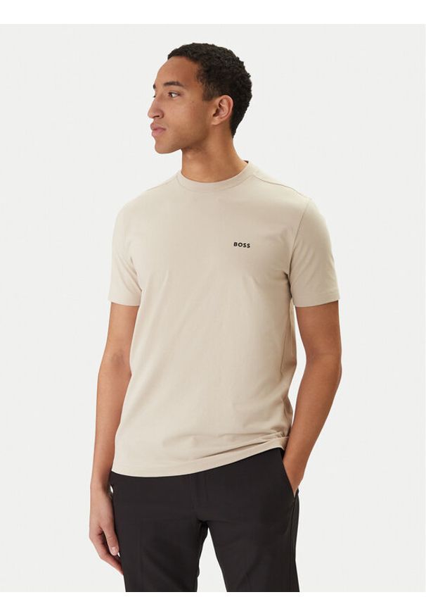 BOSS T-Shirt 50506373 Beżowy Regular Fit. Kolor: beżowy. Materiał: bawełna