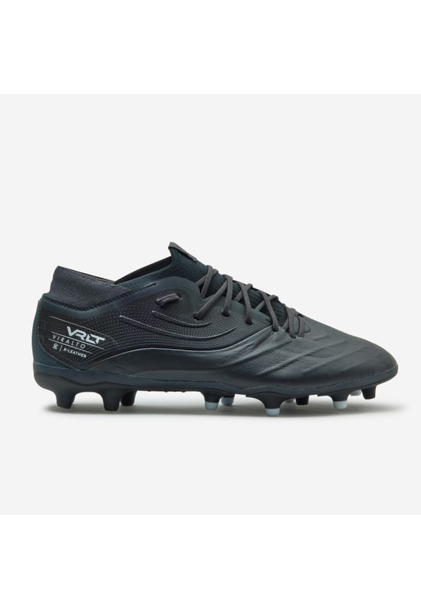 KIPSTA - Buty do piłki nożnej Kipsta Viralto IV skóra Premium FG PRO Evolution. Nosek buta: okrągły. Kolor: szary, niebieski, wielokolorowy. Materiał: skóra. Szerokość cholewki: normalna