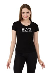 EA7 Emporio Armani - EA7 Czarny damski t-shirt, Rozmiar L. Kolor: czarny