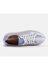Marco Shoes Damskie sneakersy z naturalnej skóry na grubej podeszwie niebieskie. Kolor: niebieski. Materiał: skóra #4
