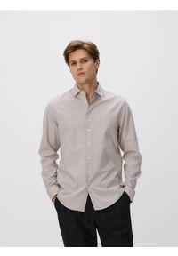 Reserved - Koszula slim z bawełny egipskiej - beżowy. Kolor: beżowy. Materiał: bawełna