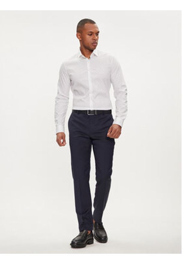 Calvin Klein Koszula Leaf Print K10K112593 Biały Slim Fit. Kolor: biały. Materiał: bawełna. Wzór: nadruk