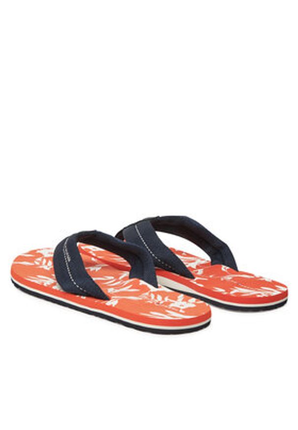 TOMMY HILFIGER - Tommy Hilfiger Japonki Hilfiger Flw Print Beach Sandal FM0FM05507 Granatowy. Kolor: niebieski. Materiał: materiał. Wzór: nadruk