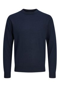 Jack & Jones Sweter Merino 12216817 Granatowy Regular Fit. Kolor: niebieski. Materiał: wełna #7