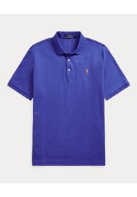 Ralph Lauren - RALPH LAUREN - Granatowa koszulka polo Soft Cotton Custom Slim Fit. Typ kołnierza: polo. Kolor: niebieski. Materiał: bawełna, prążkowany. Wzór: kolorowy #3