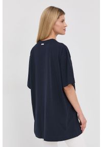 Max Mara Leisure t-shirt damski kolor granatowy. Kolor: niebieski. Materiał: bawełna. Długość rękawa: krótki rękaw. Długość: krótkie. Wzór: nadruk #2