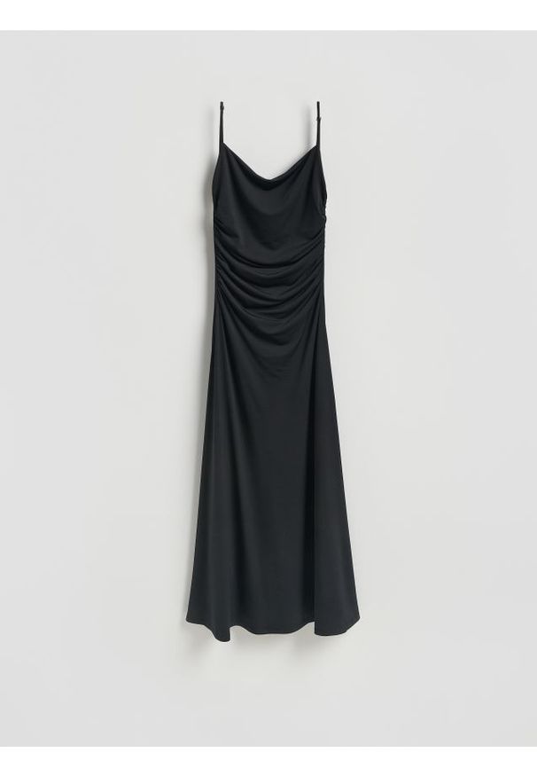 Reserved - Sukienka z odkrytymi plecami - czarny. Kolor: czarny. Materiał: dzianina