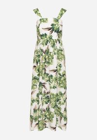 Born2be - Zielona Rozkloszowana Sukienka z Wiskozą w Kwiatowym Wzór Nilarune. Kolor: zielony. Materiał: wiskoza. Długość rękawa: na ramiączkach. Wzór: kwiaty. Sezon: lato. Styl: klasyczny #4