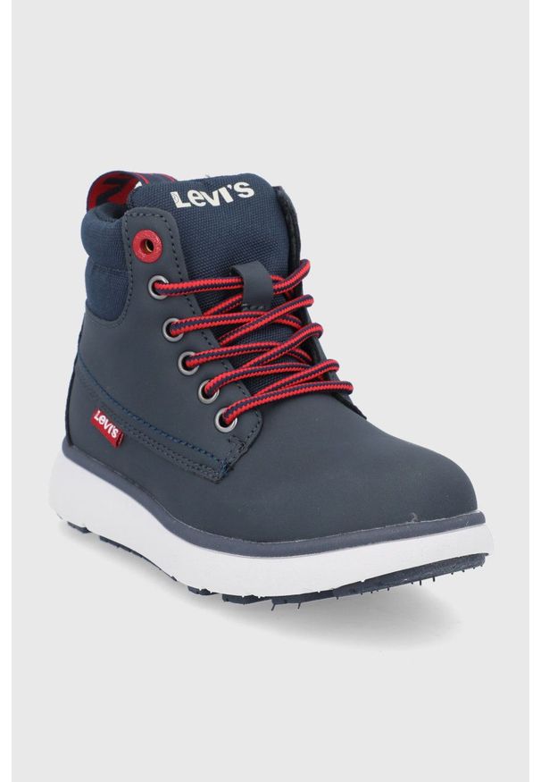 Levi's® - Levi's Buty dziecięce kolor granatowy. Okazja: na spotkanie biznesowe. Nosek buta: okrągły. Zapięcie: sznurówki. Kolor: niebieski. Materiał: guma. Styl: biznesowy