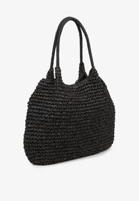 Renee - Czarna Plażowa Torebka Shopper z Plecionki Meriela. Kolor: czarny. Sezon: lato. Styl: casual, elegancki