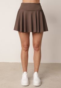 Born2be - Brązowe Spódnico-Szorty z Wysokim Stanem Nerisane. Okazja: na co dzień. Stan: podwyższony. Kolor: brązowy. Wzór: aplikacja. Styl: casual #7