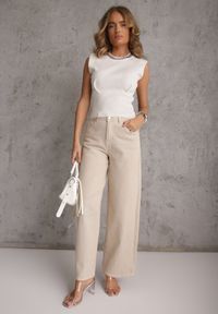 Renee - Biały Top z Wiskozą o Fasonie Bez Rękawów z Gąbeczkami w Ramionach i Łańcuchem Brizeli. Kolor: biały. Materiał: wiskoza. Długość rękawa: bez rękawów. Styl: rockowy #4