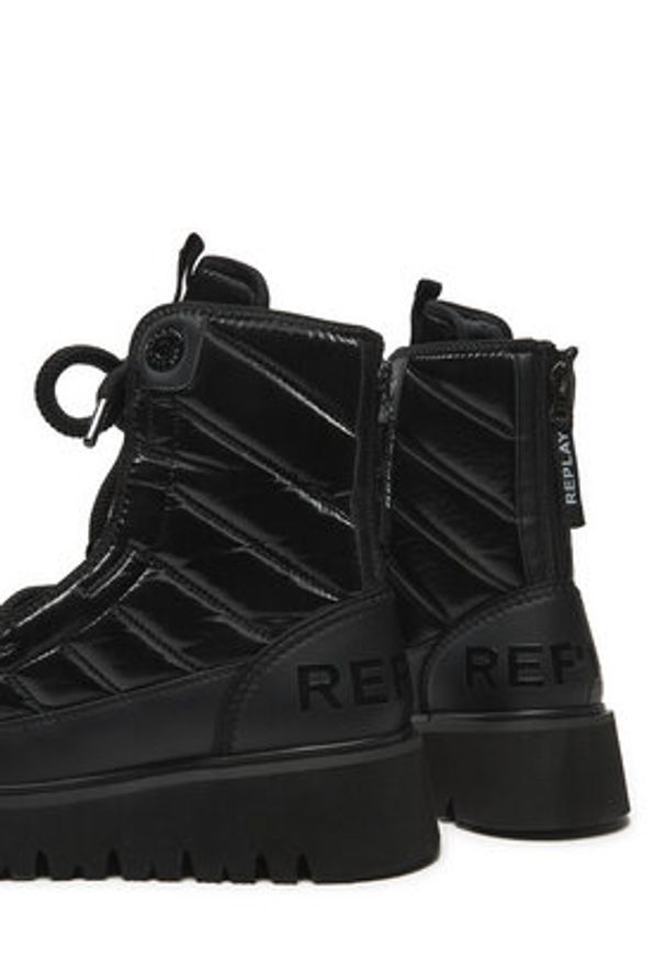 Replay - REPLAY Botki Melrose Lace Lace-Up GWF2H.000.C0012T Czarny. Kolor: czarny. Materiał: skóra