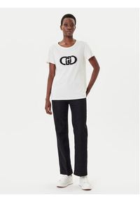 Liu Jo Sport T-Shirt TF5280 JS923 Écru Regular Fit. Materiał: bawełna. Styl: sportowy