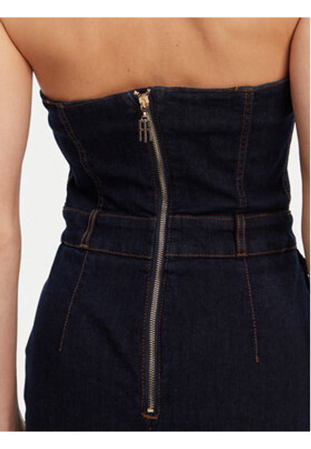 Fracomina Sukienka jeansowa FR25SD4010D46093 Granatowy Slim Fit. Kolor: niebieski. Materiał: bawełna