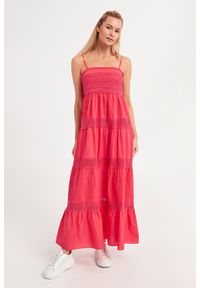 Twinset Milano - Sukienka TWINSET. Materiał: koronka. Długość rękawa: na ramiączkach. Wzór: koronka. Typ sukienki: proste. Długość: maxi