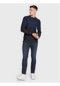 Blend Sweter 20714636 Granatowy Regular Fit. Kolor: niebieski. Materiał: bawełna