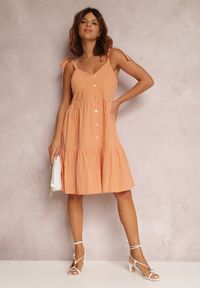 Renee - Pomarańczowa Sukienka Corirea. Kolor: pomarańczowy. Długość rękawa: na ramiączkach. Długość: mini #3
