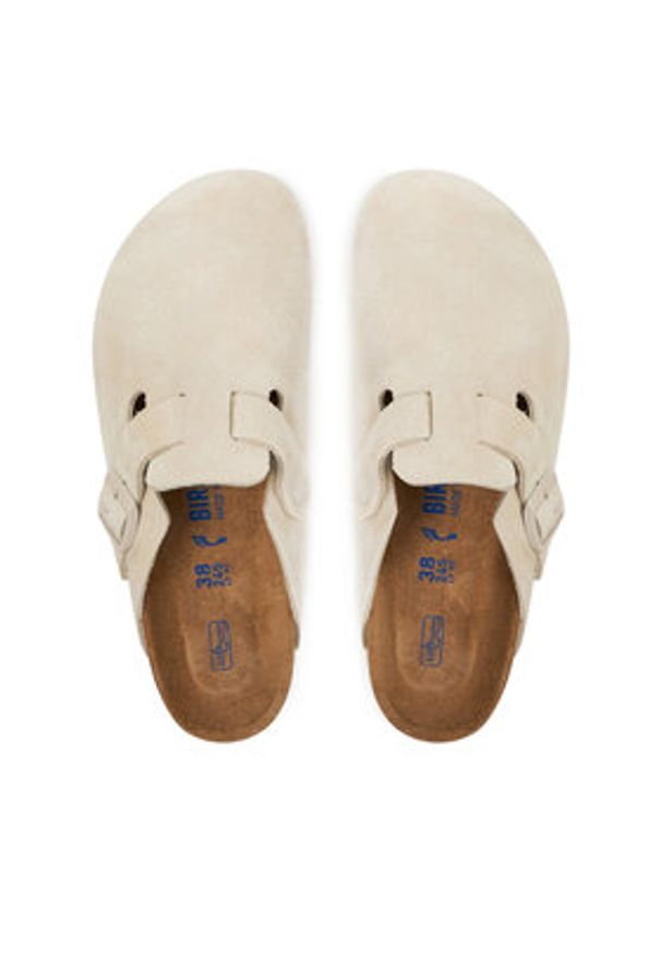 Birkenstock Klapki Boston zamsz 1027693 Biały. Kolor: biały. Materiał: skóra, zamsz