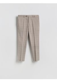 Reserved - Garniturowe spodnie carrot - brązowy. Kolor: brązowy. Materiał: tkanina, wiskoza #1
