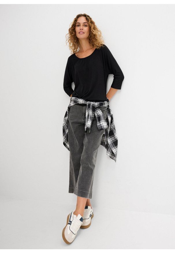bonprix - Bluzka oversize z mieszanki wiskozy. Kolor: czarny. Materiał: wiskoza