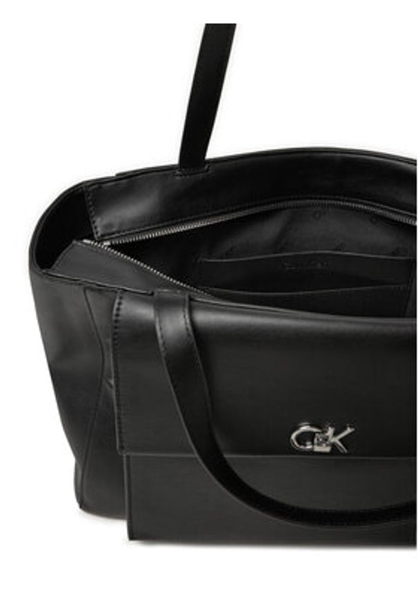 Calvin Klein Torebka Ck Medium Shopper K60K612811 Czarny. Kolor: czarny. Materiał: skórzane