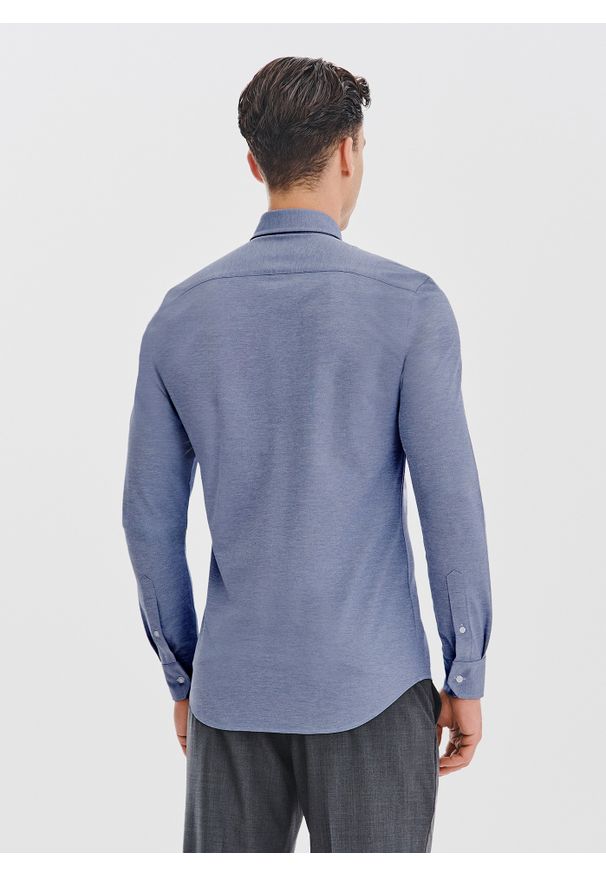Pako Lorente - PAKO LORENTE – Niebieska koszula melanż. Kolor: niebieski. Materiał: bawełna, poliester. Długość rękawa: długi rękaw. Długość: długie. Wzór: melanż