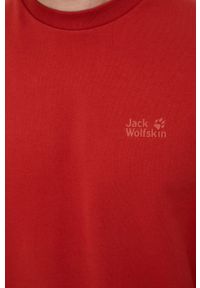 Jack Wolfskin bluza bawełniana męska kolor pomarańczowy gładka. Okazja: na co dzień. Kolor: pomarańczowy. Materiał: bawełna. Wzór: gładki. Styl: casual #5