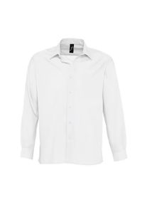 SOL'S - Męska Koszula Z Długim Rękawem Baltimore Poplin. Kolor: biały. Długość rękawa: długi rękaw. Długość: długie