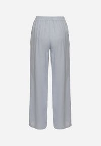 Born2be - Niebieskie Szerokie Spodnie z Lnem z Gumką w Talii i Kieszeniami Filisela. Okazja: na co dzień, do pracy. Kolor: niebieski. Materiał: len. Styl: elegancki, casual #5