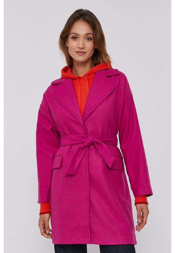 Desigual Płaszcz damski kolor różowy przejściowy oversize. Kolor: różowy