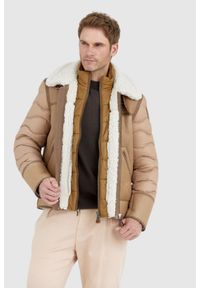 Blauer USA - BLAUER Kożuch męski z pikowanymi rękawami, Rozmiar L. Kolor: brązowy #1